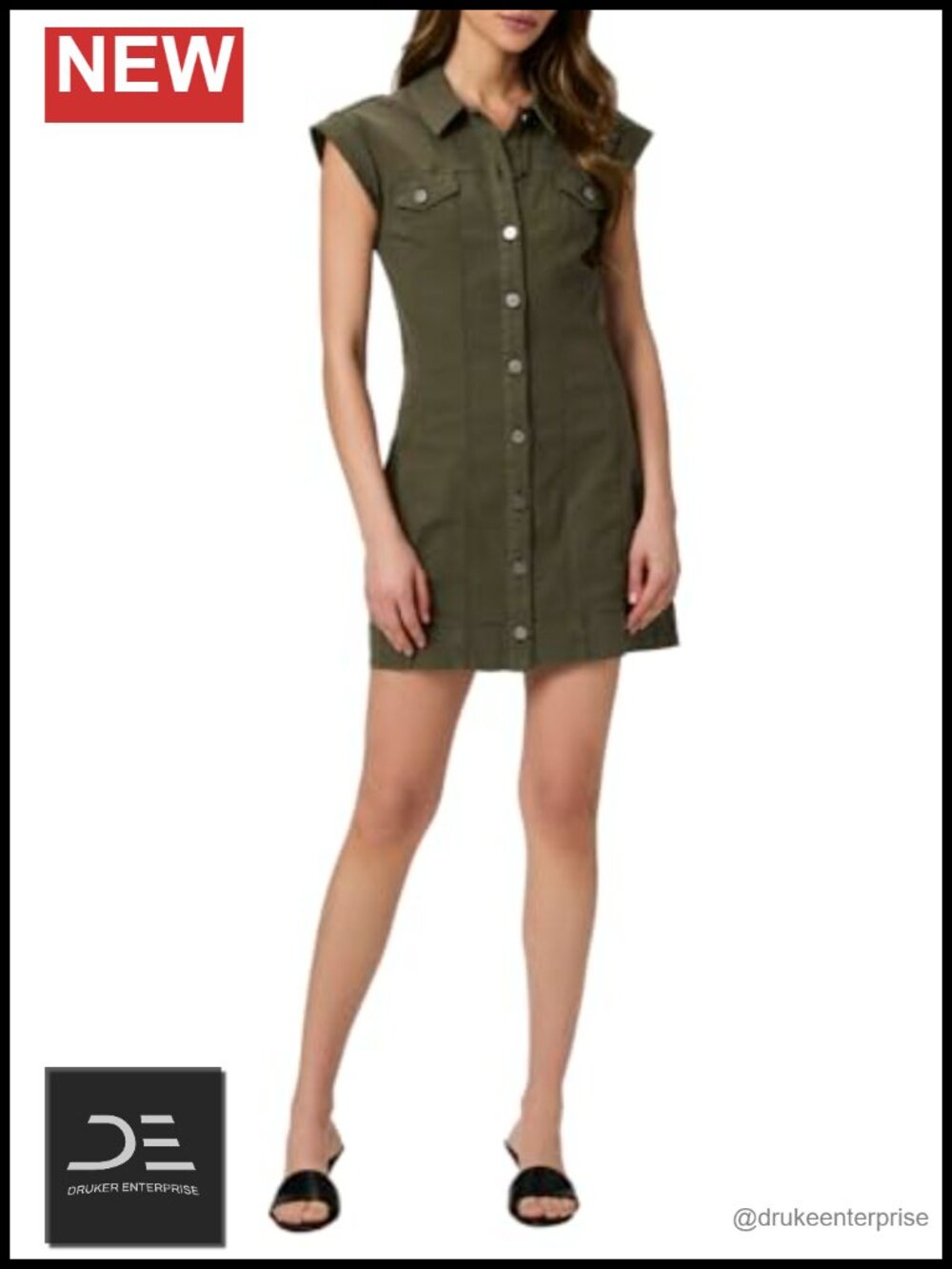 Sleeveless V-Neck A-Line Mini Dress with Button Back